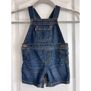 Levi's Baby Denim Overalls Shorts Dark Wash 100% Cotton Size 12 Months